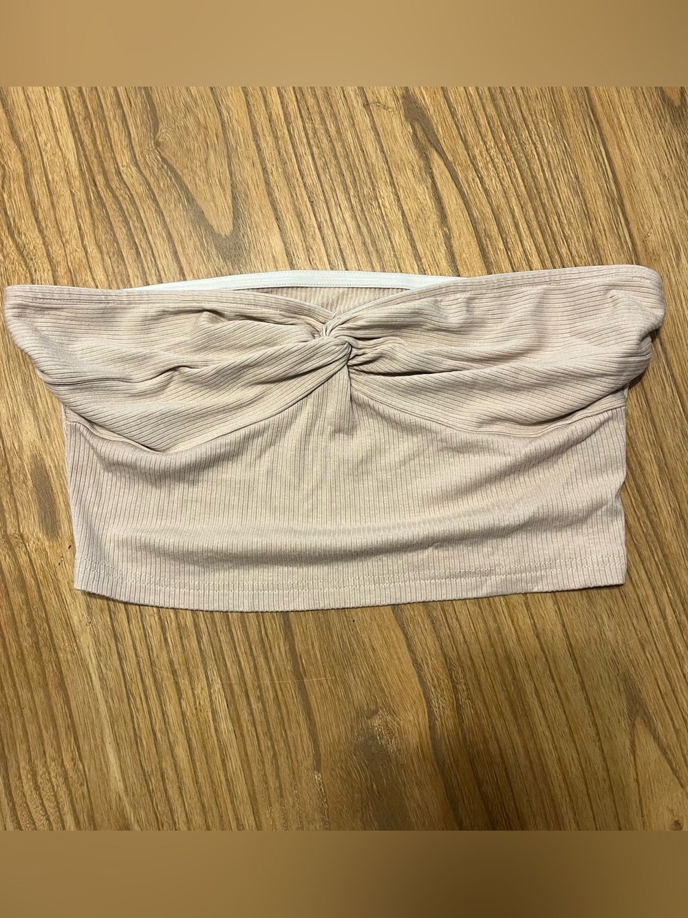 SHEIN Ribbed Bandeau Tube Top - Light Beige size large
